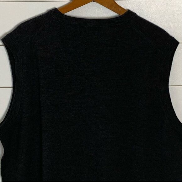 Merino Wool Hart Schaffner Marx Black V Neck Extra Fine Vest - Men's XLT office - Picture 5 of 13